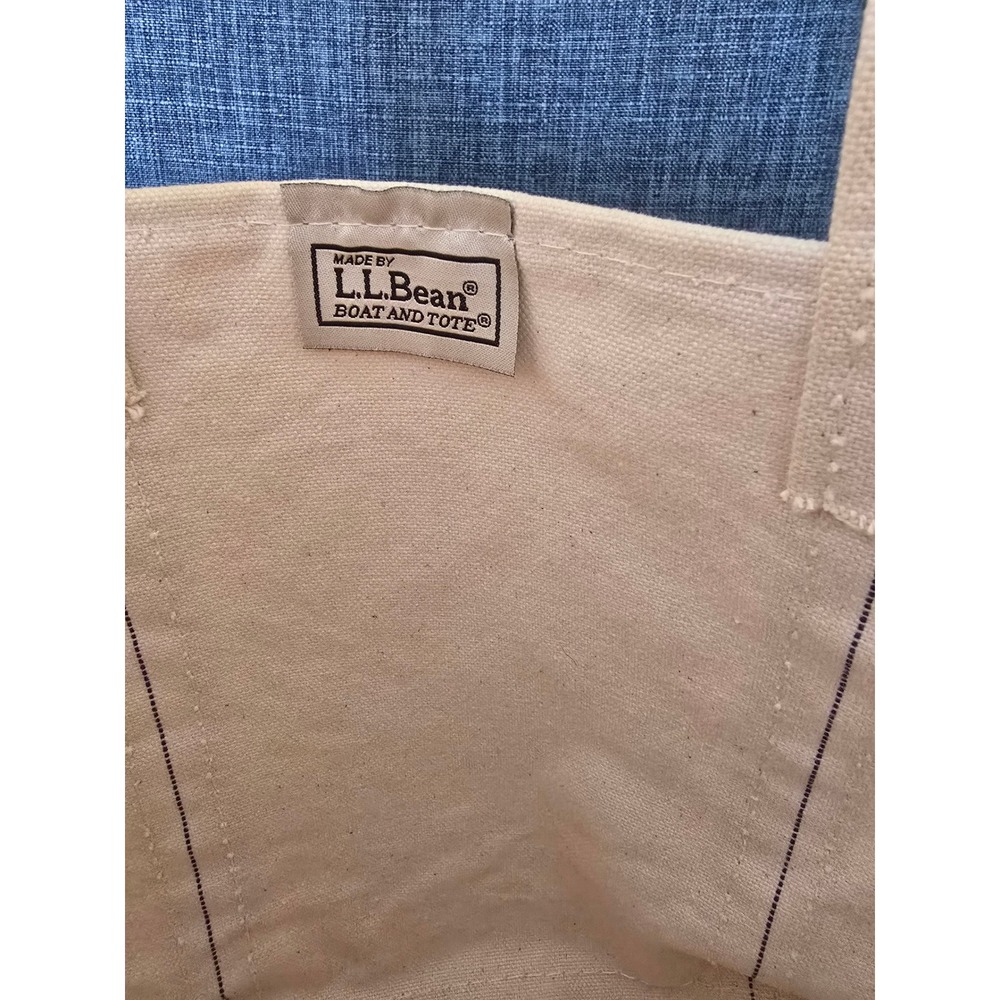 LL Bean Boat and Tote Canvas Bag Green Ginger Monogram Medium Open Top - Picture 6 of 8